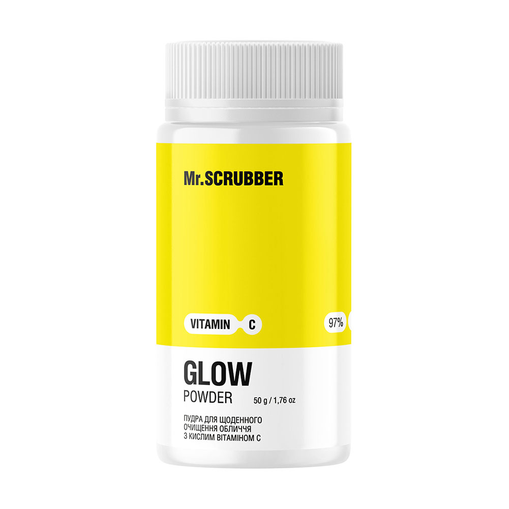 Пудра для щоденного очищення обличчя Mr.Scrubber Vitamin C Glow Powder з кислим вітаміном С, 50 г